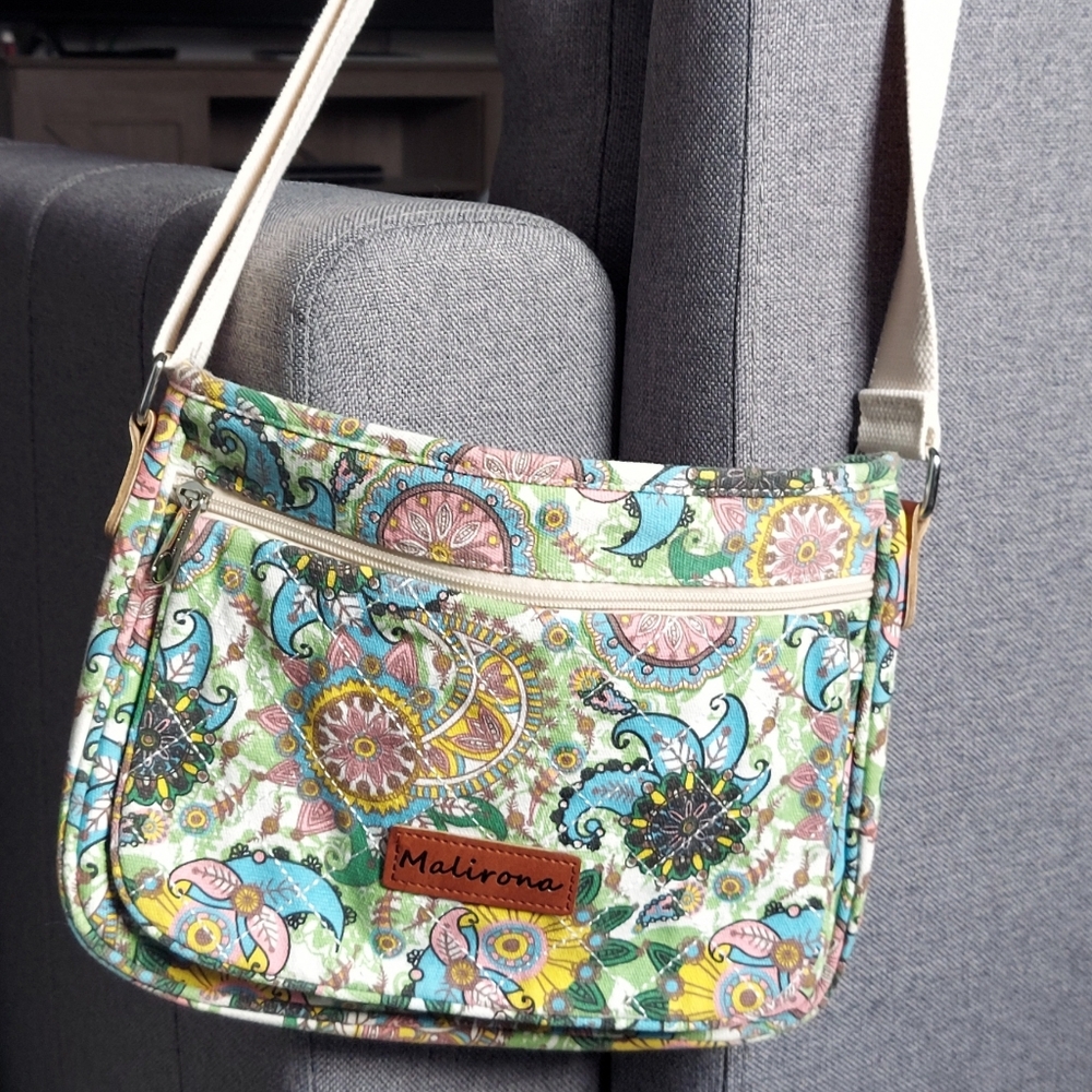 Malirona Canvas Colorful Paisley Floral Crossbody Bag